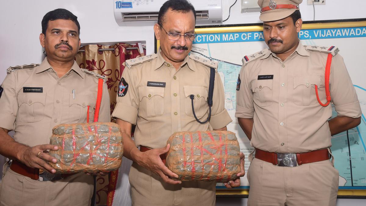 Five-Member Ganja Smuggling Gang Arrested Near Vijayawada, Ganja Worth ₹2.5 Lakh Seized