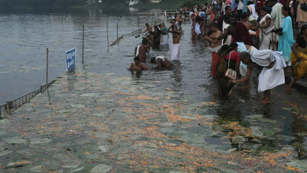 Thousands Perform Karkidaka Vavu Rituals at Aluva Manalppuram