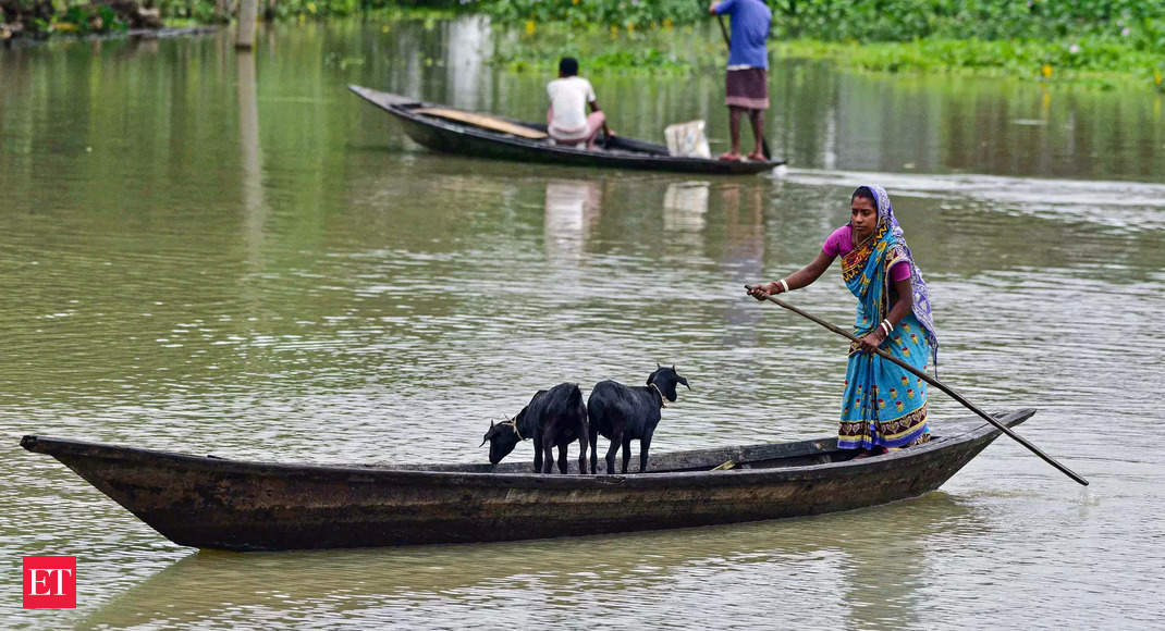 Assam’s Morigaon district submerged after flooding from overflowing Brahmaputra river