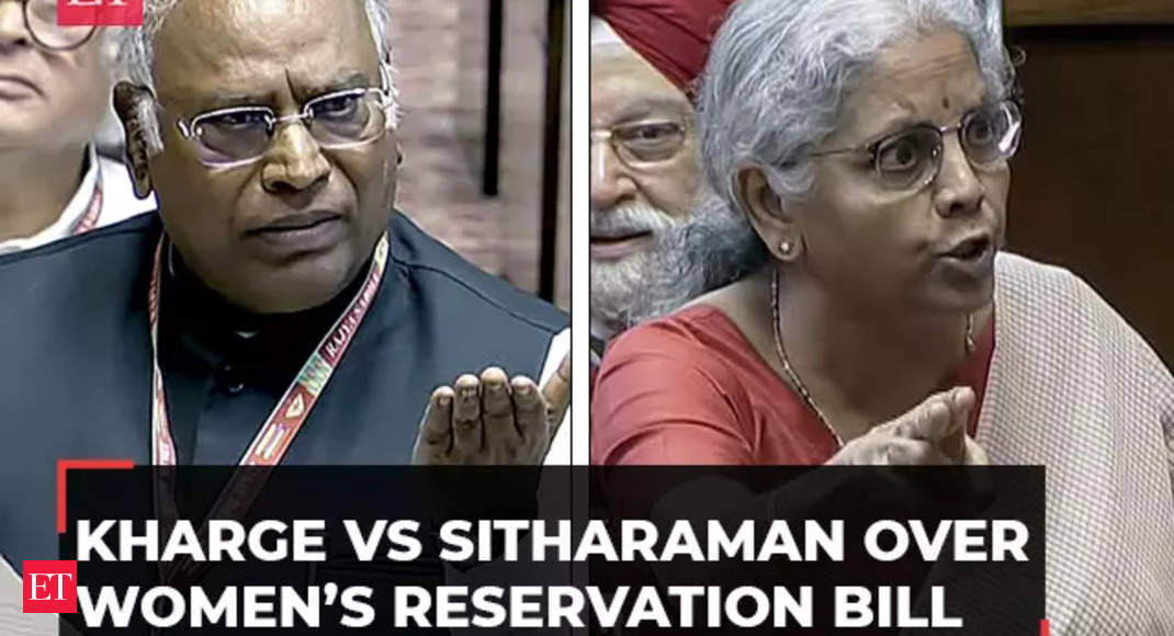 Nirmala Sitharaman spars with Mallikarjun Kharge over his ‘weak women’ remark in Rajya Sabha