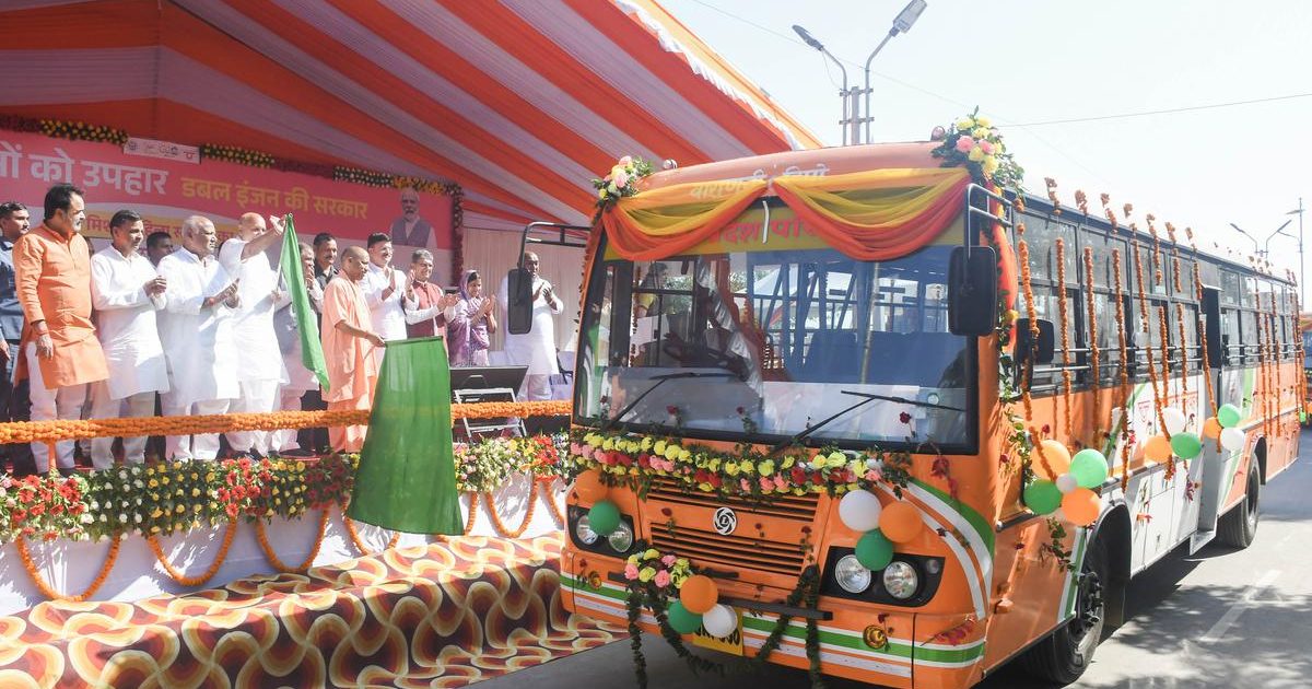 Uttar Pradesh Chief Minister Yogi Adityanath Flags Off Buses Operated ...