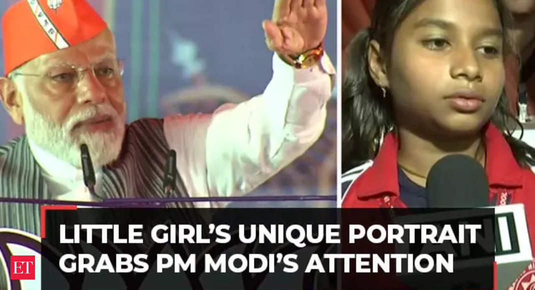 Little Girl’s Unique Portrait Grabs PM Modi’s Attention; Watch How PM Acknowledged Her