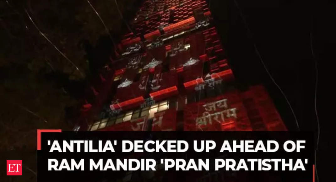 Mukesh Ambani’s House ‘Antilia’ Decked Up Ahead of Ram Mandir Pran Pratistha