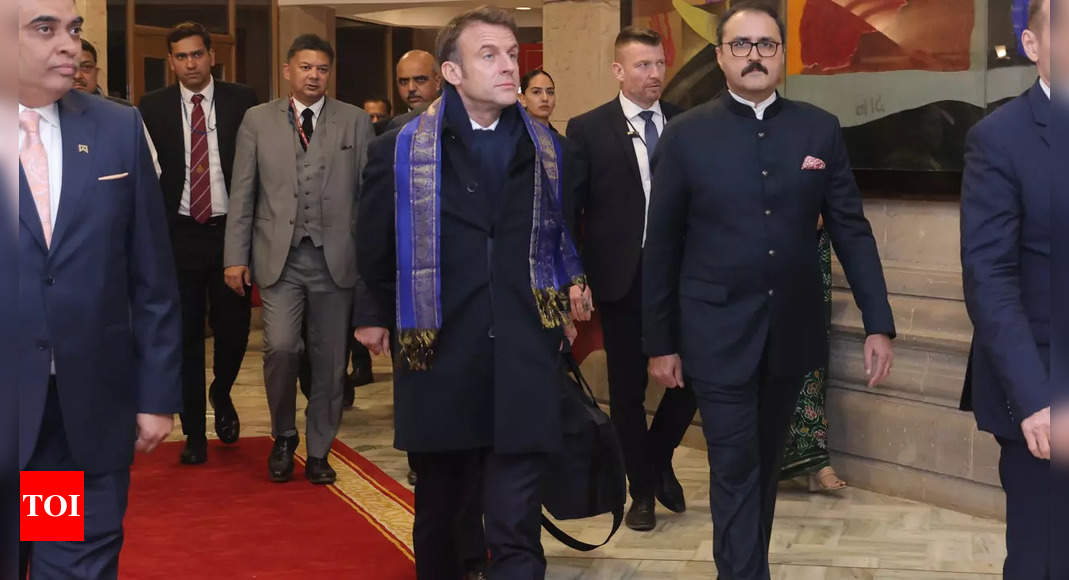 French President Emmanuel Macron spotted in ITC Maurya, New Delhi for Republic Day celebrations