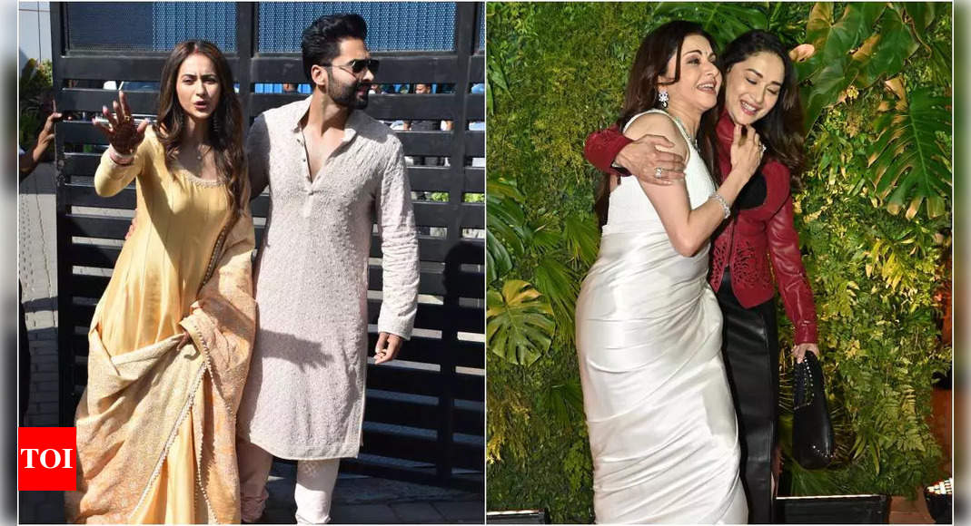 Awkward Pictures: Newlyweds Rakul Preet Singh, Jackky Bhagnani, Bhagyashree, Madhuri Dixit, and other celebs will make you LOL