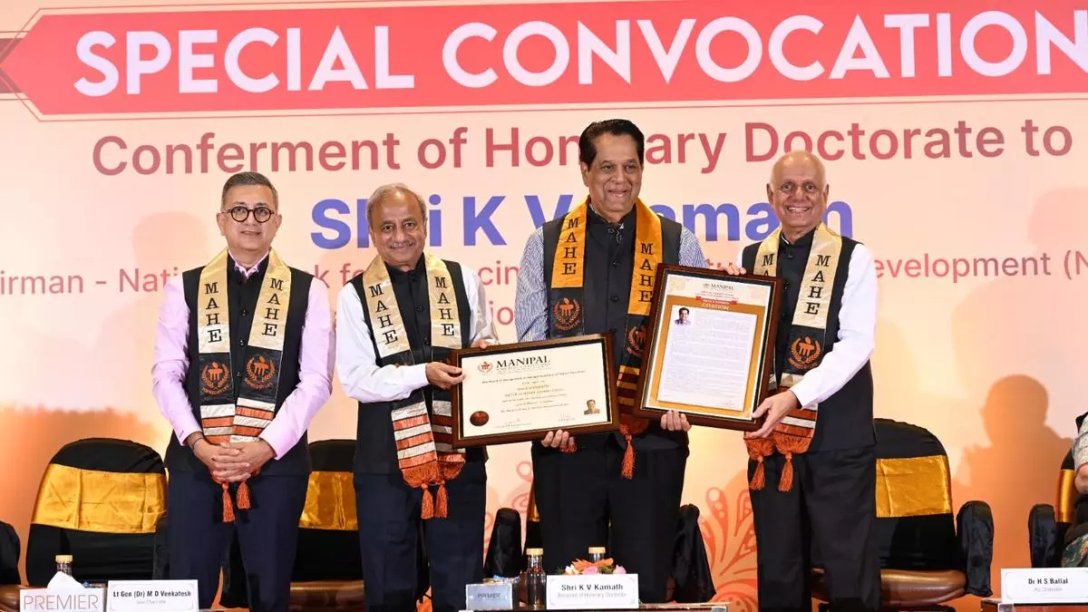 MAHE confers doctorate upon K V Kamath